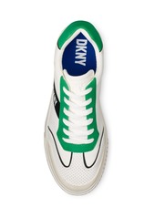 Dkny Men's Side Logo Perforated Two Tone Branded Sole Racer Toe Sneakers - White, Green