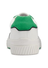 Dkny Men's Side Logo Perforated Two Tone Branded Sole Racer Toe Sneakers - White, Green