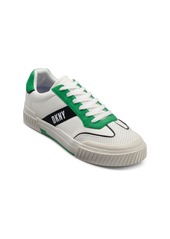 Dkny Men's Side Logo Perforated Two Tone Branded Sole Racer Toe Sneakers - White, Green