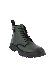 Dkny Men's Side Zip Lace Up Rubber Sole Work Boots - Green