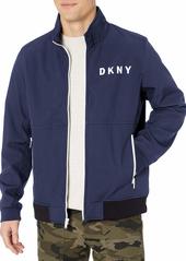 DKNY Men's Stand Collar Softshell Track Bomber Jacket