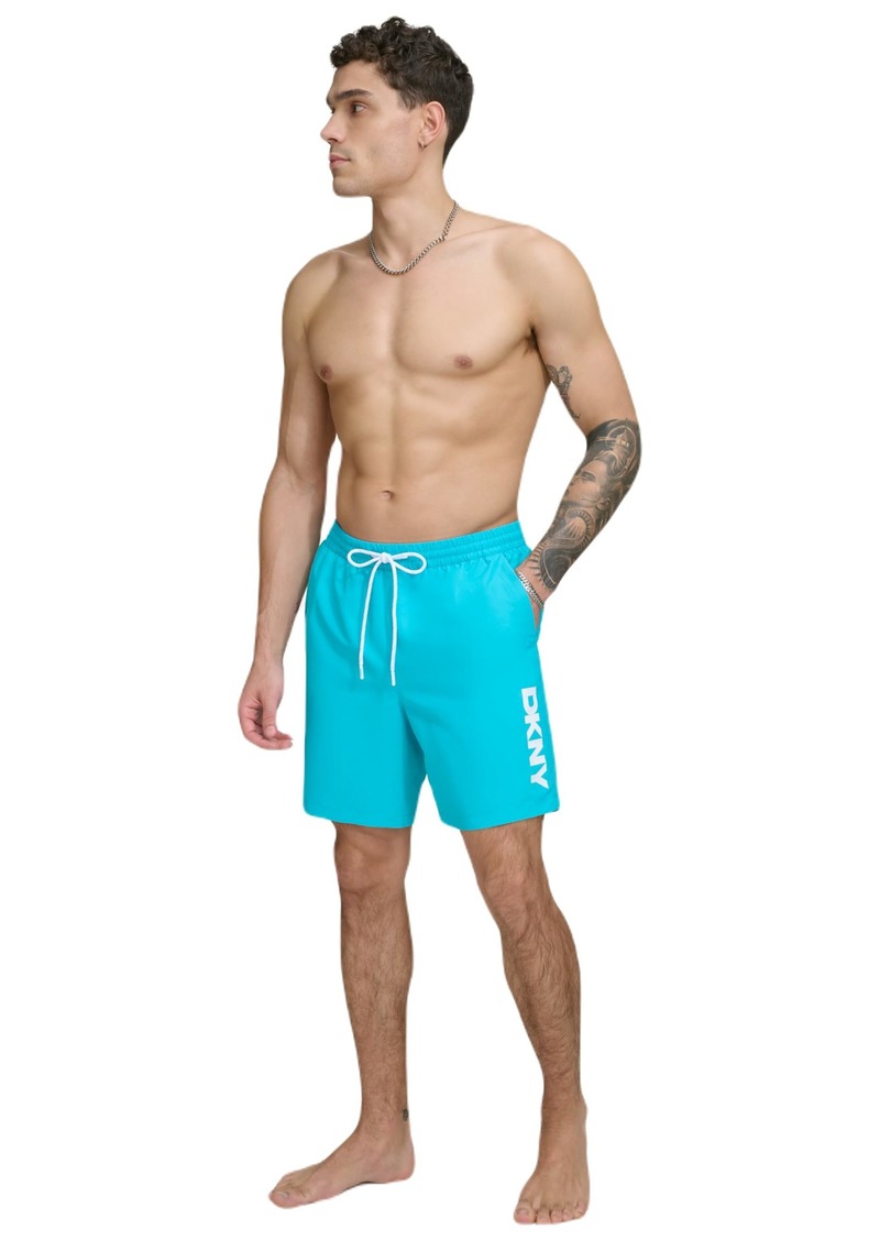 DKNY Men's Standard Stretch Quick Dry Volley UPF 40+ Protection Swim Trunk