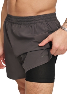 "Dkny Men's Stretch Hybrid 5"" Volley Shorts - Charcoal"