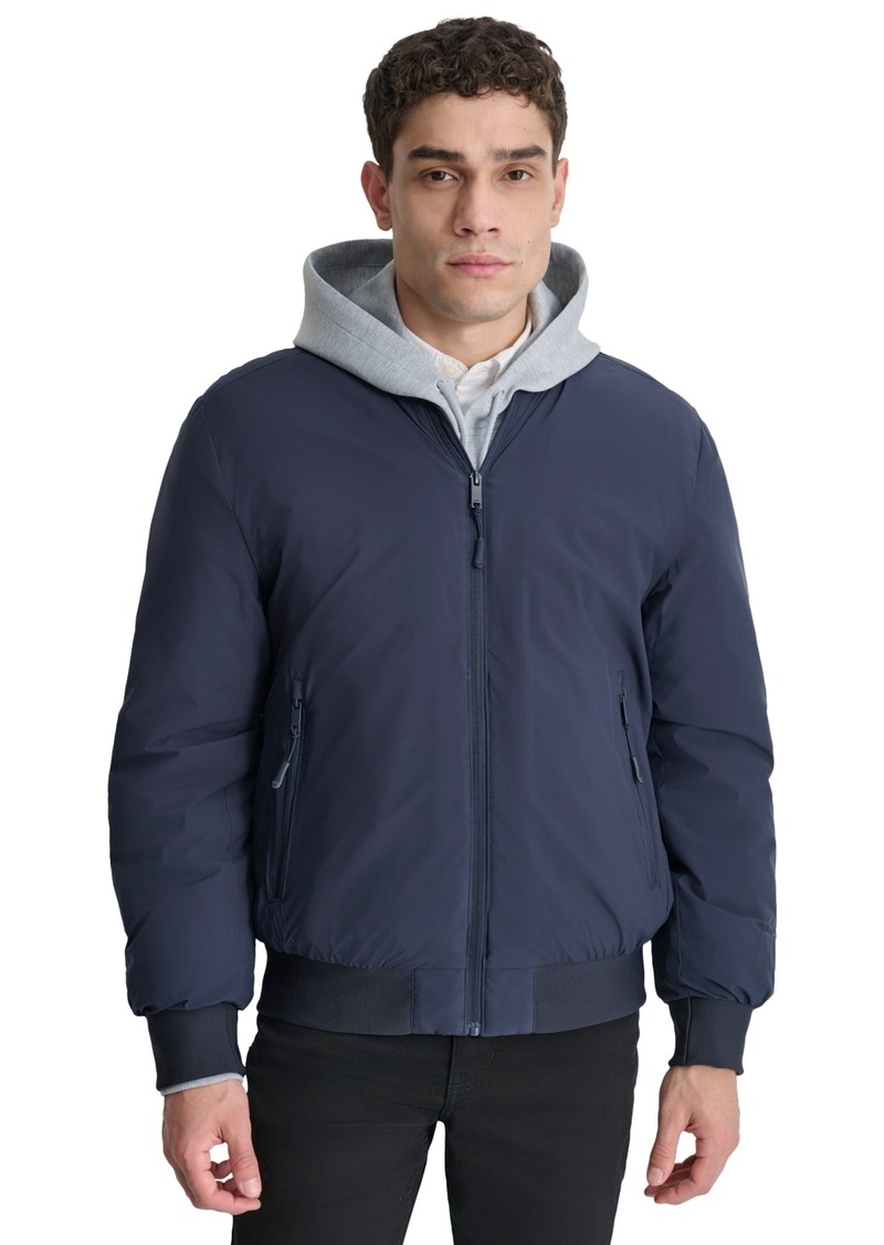 Dkny Men's Stretch Zip-Front Zip-Pocket Bomber Jacket - Navy