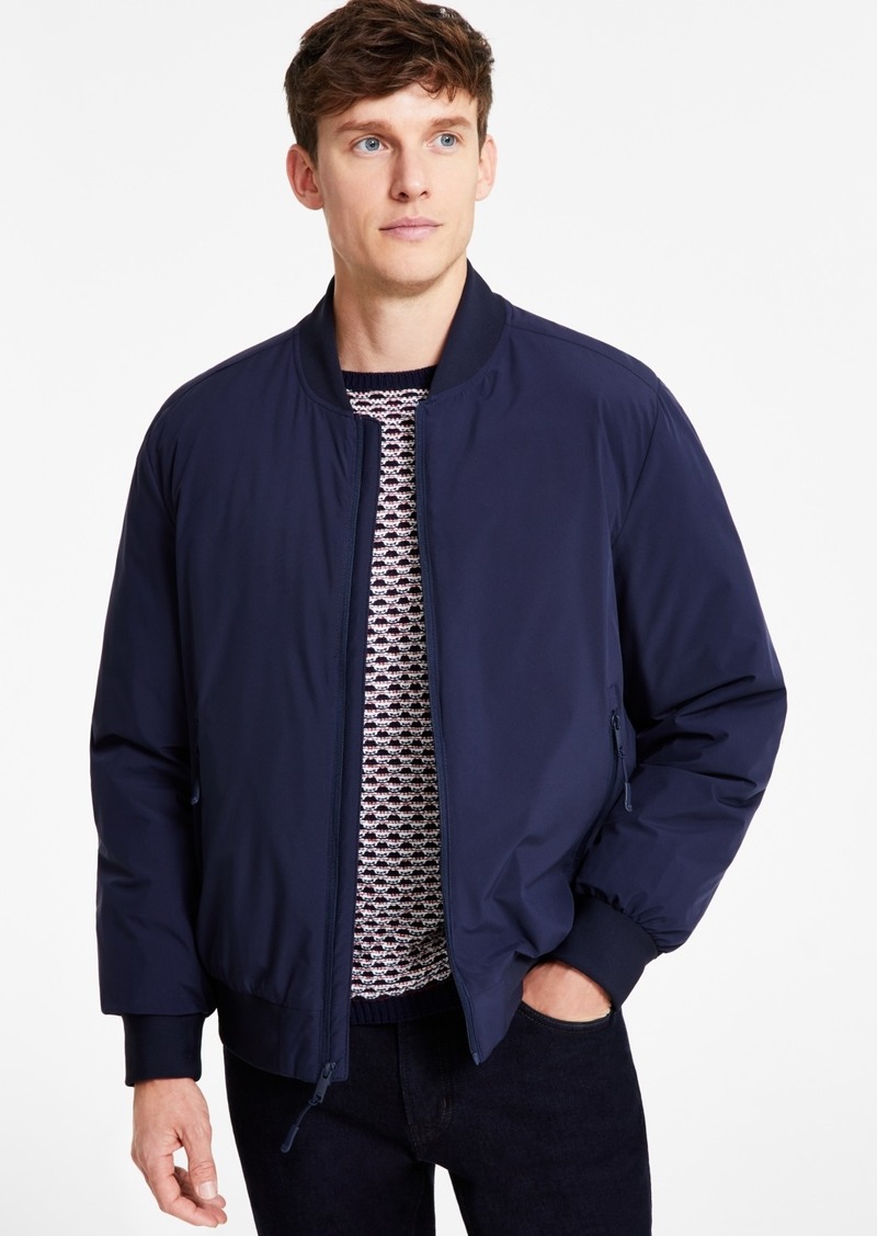 Dkny Men's Stretch Zip-Front Zip-Pocket Bomber Jacket - Navy