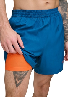 "Dkny Men's Tonal Logo Stretch 5"" Volley Shorts - Poseidon"