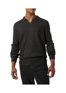 Dkny Men's V-Neck Johnny Collar Pullover Sweater - Black