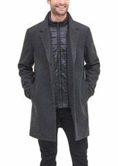 DKNY Men's Wool Blend Coat with Removable Quilted Bib