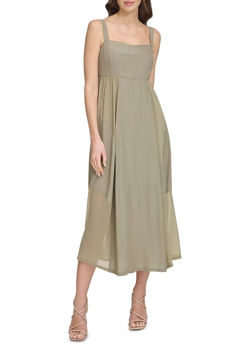 Dkny Mixed Media Midi Dress