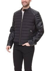 Dkny Mixed Media Quilted Racer Men's Jacket, Created for Macy's
