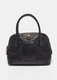 Dkny Monogram Canvas And Leather Dome Satchel