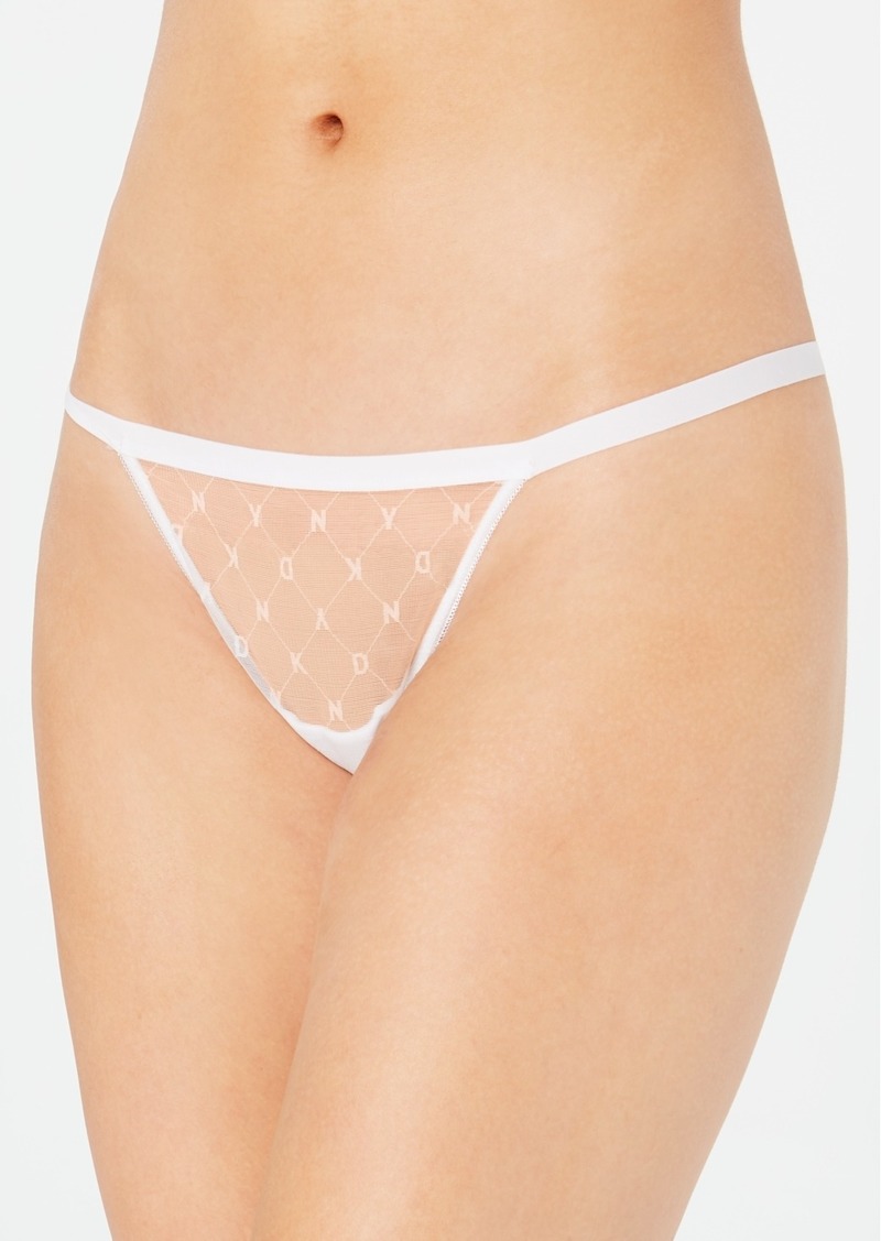 Dkny Monogram Mesh Thong Underwear DK5029 - Poplin White