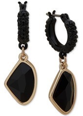 Dkny Organically-Shaped Crystal Charm Pave Hoop Earrings - Black