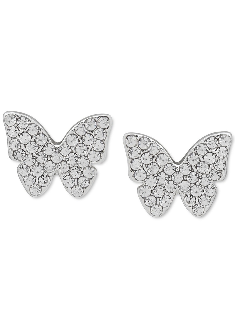 Dkny Pave Butterfly Stud Earrings - Silver