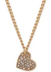 Dkny Pave Heart Pendant Necklace, Created for Macy's, 16" + 3" extender