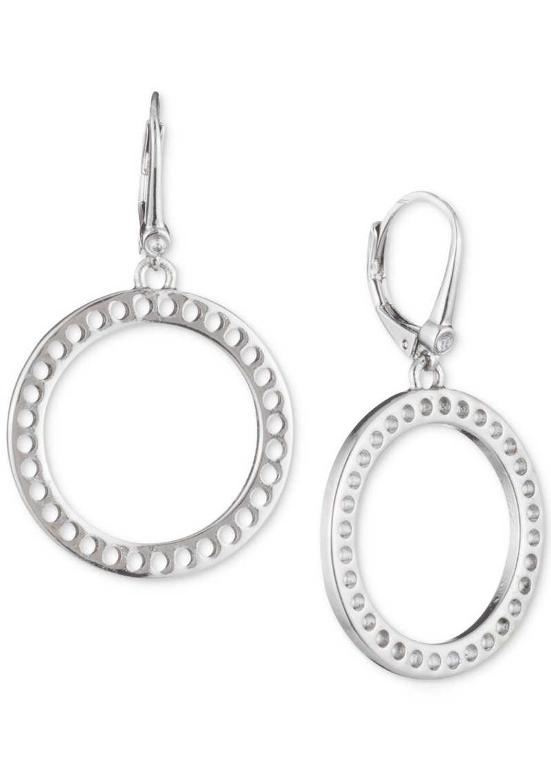 Dkny Perforated Open Circle Drop Earrings - Silver