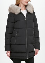 Dkny Faux-Fur-Trim Hooded Puffer Coat