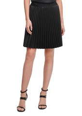 DKNY Pleated Faux Leather Skirt