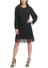 Dkny Pleated Lace-Trim Dress