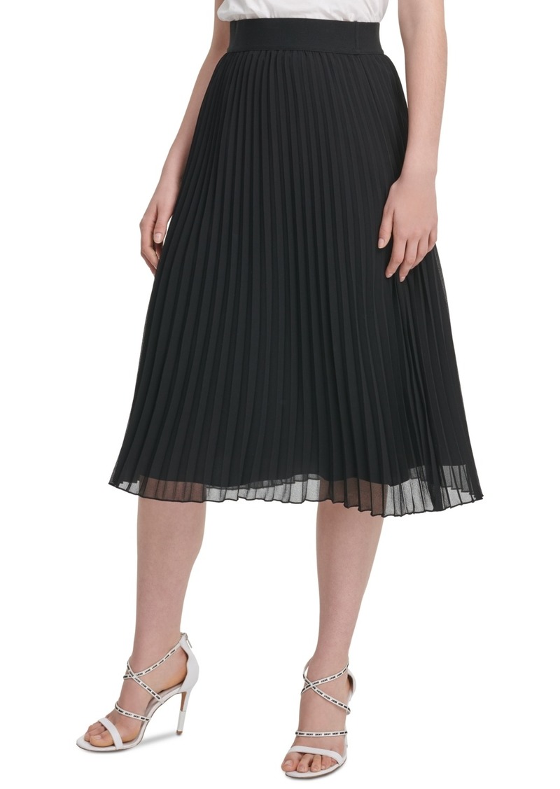 Dkny Pleated Midi Skirt - Black
