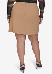 Dkny Plus Size Faux-Wrap Midi Skirt - TRUFFLE