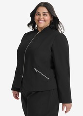 Dkny Plus Size Zip-Front Jacket - Black