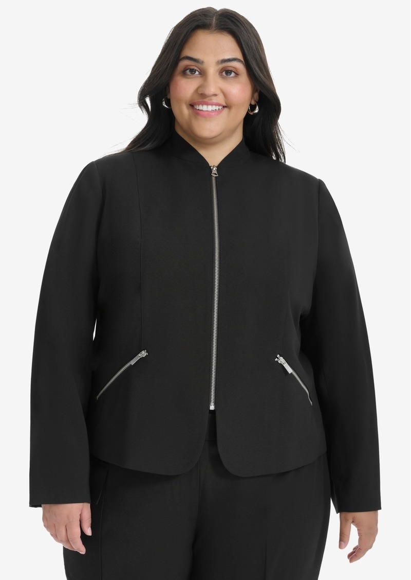 Dkny Plus Size Zip-Front Jacket - Black