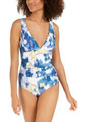 Dkny Printed Ruffled One-Piece Swimsuit Women's Swimsuit