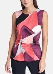 Dkny Printed Side-Knot Top