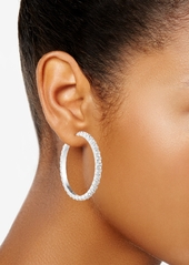 Dkny Silver-Tone Crystal Small Medium Hoop Earrings - Silver