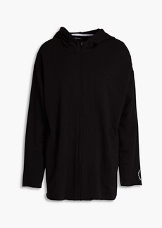 DKNY Sleepwear - Appliquéd cotton-blend jersey hooded sweatshirt - Black - S