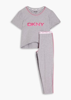 DKNY Sleepwear - Cropped printed stretch-jersey pajama set - Gray - L