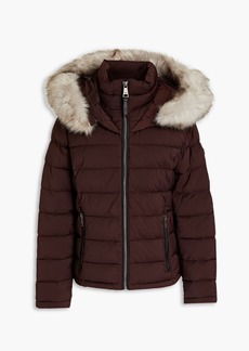 DKNY Sleepwear - Faux fur-trimmed quilted shell hooded jacket - Burgundy - XS