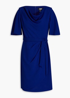 DKNY Sleepwear - Wrap-effect draped stretch-crepe mini dress - Blue - US 2