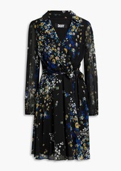 DKNY Sleepwear - Wrap-effect floral-print georgette dress - Black - US 2
