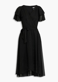 DKNY Sleepwear - Wrap-effect glittered georgette dress - Black - US 4