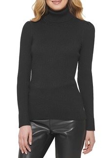 Dkny Solid Ribbed Turtleneck Sweater