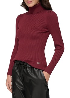 Dkny Solid Ribbed Turtleneck Sweater