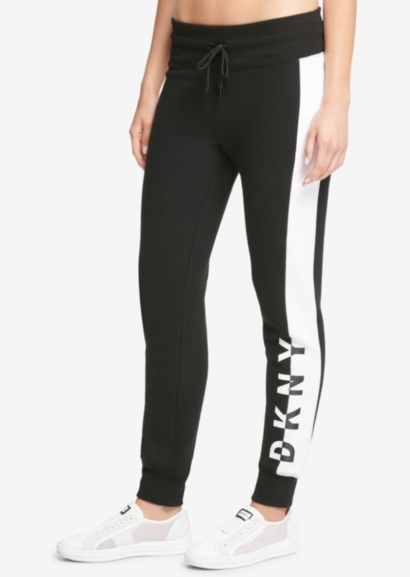 dkny sport sparkle logo fleece joggers