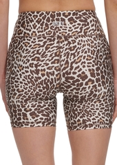 Dkny Sport Women's Animal Print Mid Rise Bike Shorts - Natural Cheetah