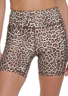 Dkny Sport Women's Animal Print Mid Rise Bike Shorts - Natural Cheetah
