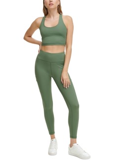 Dkny Sport Women's Balance Compression Cropped Tank Top - Duck Green/ Silver