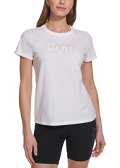 Dkny Sport Women's Cotton Embellished-Logo T-Shirt - Dune