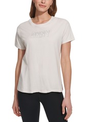 Dkny Sport Women's Cotton Embellished-Logo T-Shirt - Dune