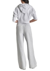 Dkny Sport Women's Embroidered-Logo Wide-Leg Fleece Sweatpants - Optic Heather