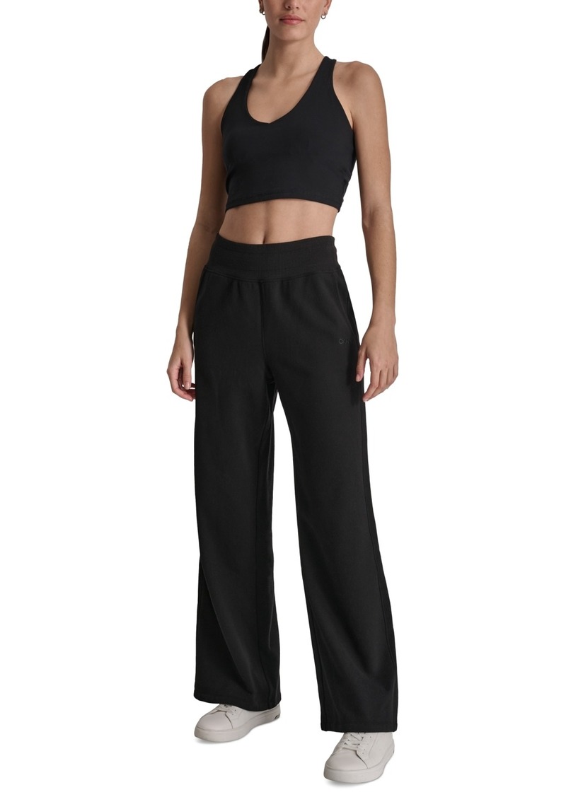 Dkny Sport Women's Embroidered-Logo Wide-Leg Pants - Black