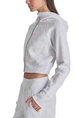 Dkny Sport Women's Full-Zip Cropped Fleece Hoodie - Black