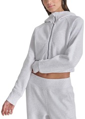 Dkny Sport Women's Full-Zip Cropped Fleece Hoodie - Black