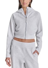 Dkny Sport Women's Full-Zip Cropped Fleece Hoodie - Black