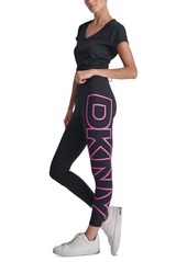 Dkny Sport Women's High-Rise Logo Graphic 7/8 Leggings - Black/silv